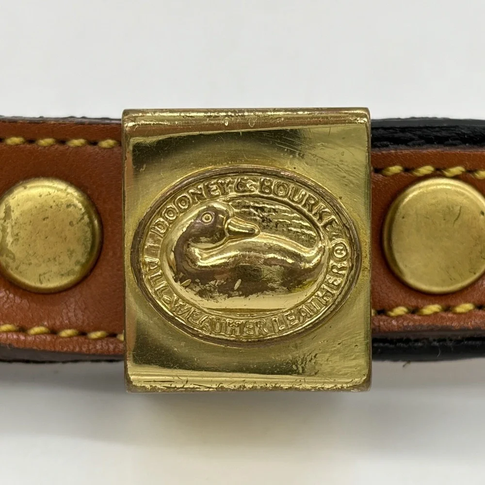 Dooney & Bourke Womens S 26-28 Belt Black All Weather Leather Skinny Brass USA
